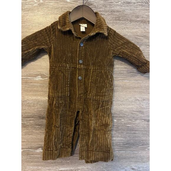 Baby Corduroy Boy Romper Size 3-6 Months Brown Cat Jack - Picture 1 of 6